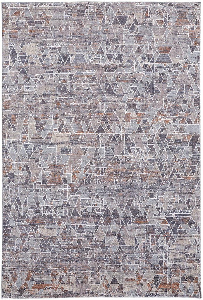 Francisco Transitional Abstract Gray Blue Orange Area Rug (1'8" x 2'10")