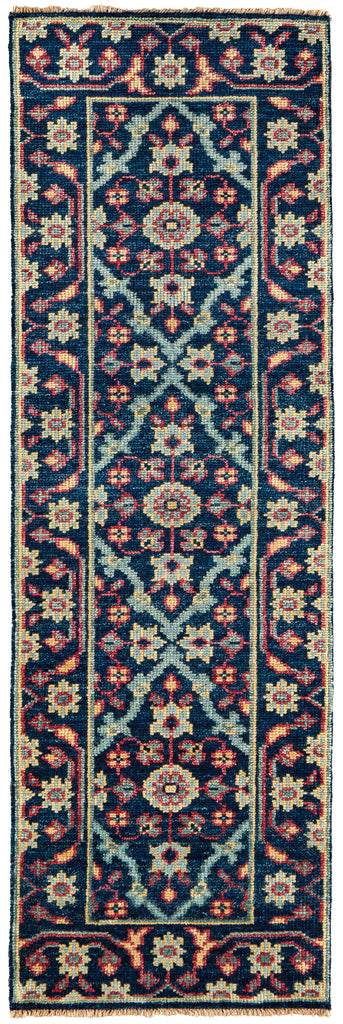 Piraj Traditional Bordered Blue Green Red Area Rug (2'6" x 8')