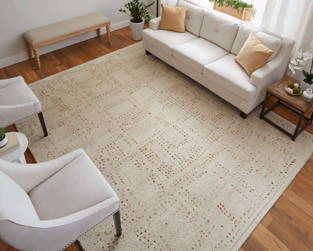 Truxel Modern Polka Dots Tan Brown Area Rug (8' x 10')