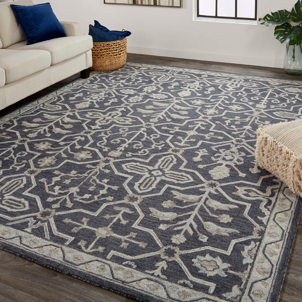 Fallon Traditional Oriental Blue Gray Area Rug (9' x 12')