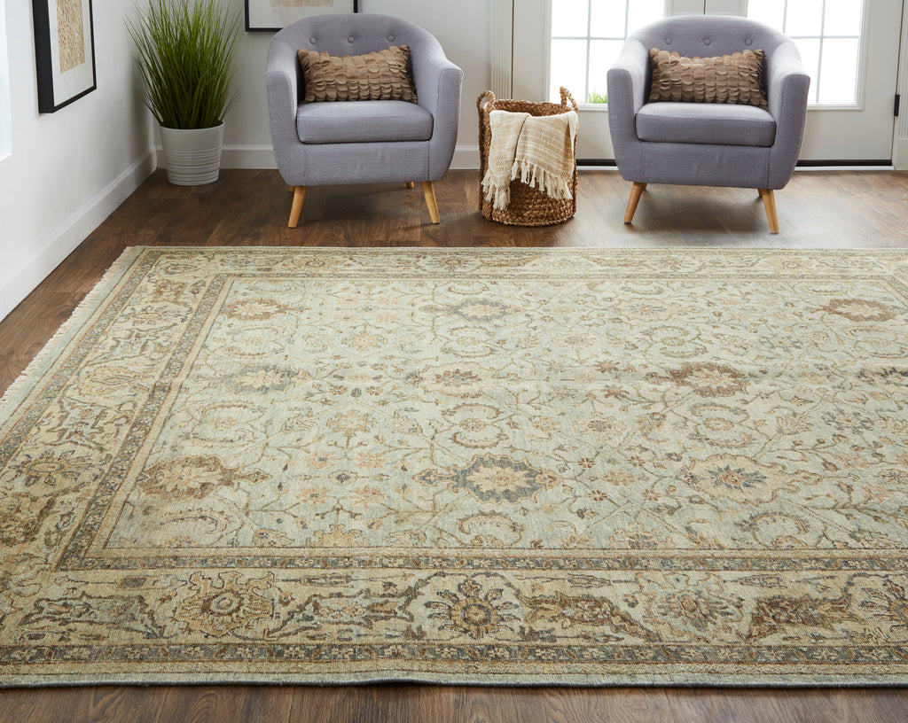 Marabel Traditional Oriental Tan Brown Gray Area Rug (7'9" x 9'9")