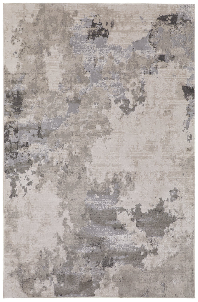 Prasad Modern Watercolor Ivory Gray Area Rug (5' x 8')