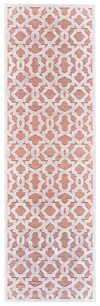 Saphir Mira Modern Geometric Pink White Area Rug (2'6" x 8' / Pattern 3)