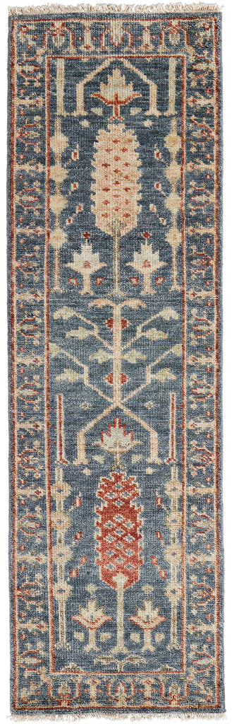 Carrington Traditional Oriental Blue Red Gold Area Rug (2'6" x 8')