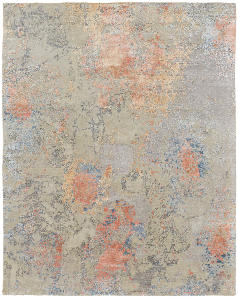 Mcdermott Modern Abstract Taupe Blue Pink Area Rug (3' x 5')