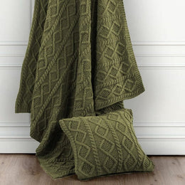 Cable Knit Soft Wool Throw Blanket