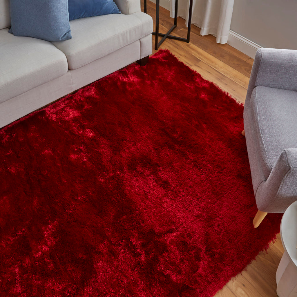 Indochine Modern Solid Red Purple Area Rug (7'6" x 9'6")