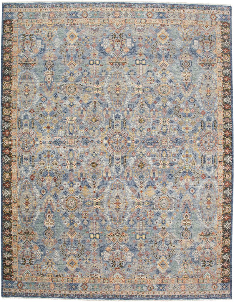 Atarah Transitional Damask Blue Red Yellow Area Rug (11'6" x 15')