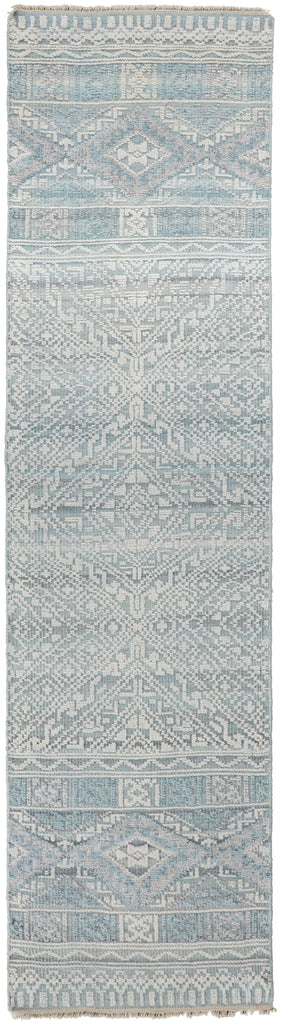 Payton Transitional Diamond Ivory Blue Gray Area Rug (2'6" x 8')