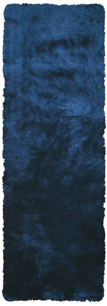 Indochine Modern Solid Blue Black Area Rug (2'6" x 6')