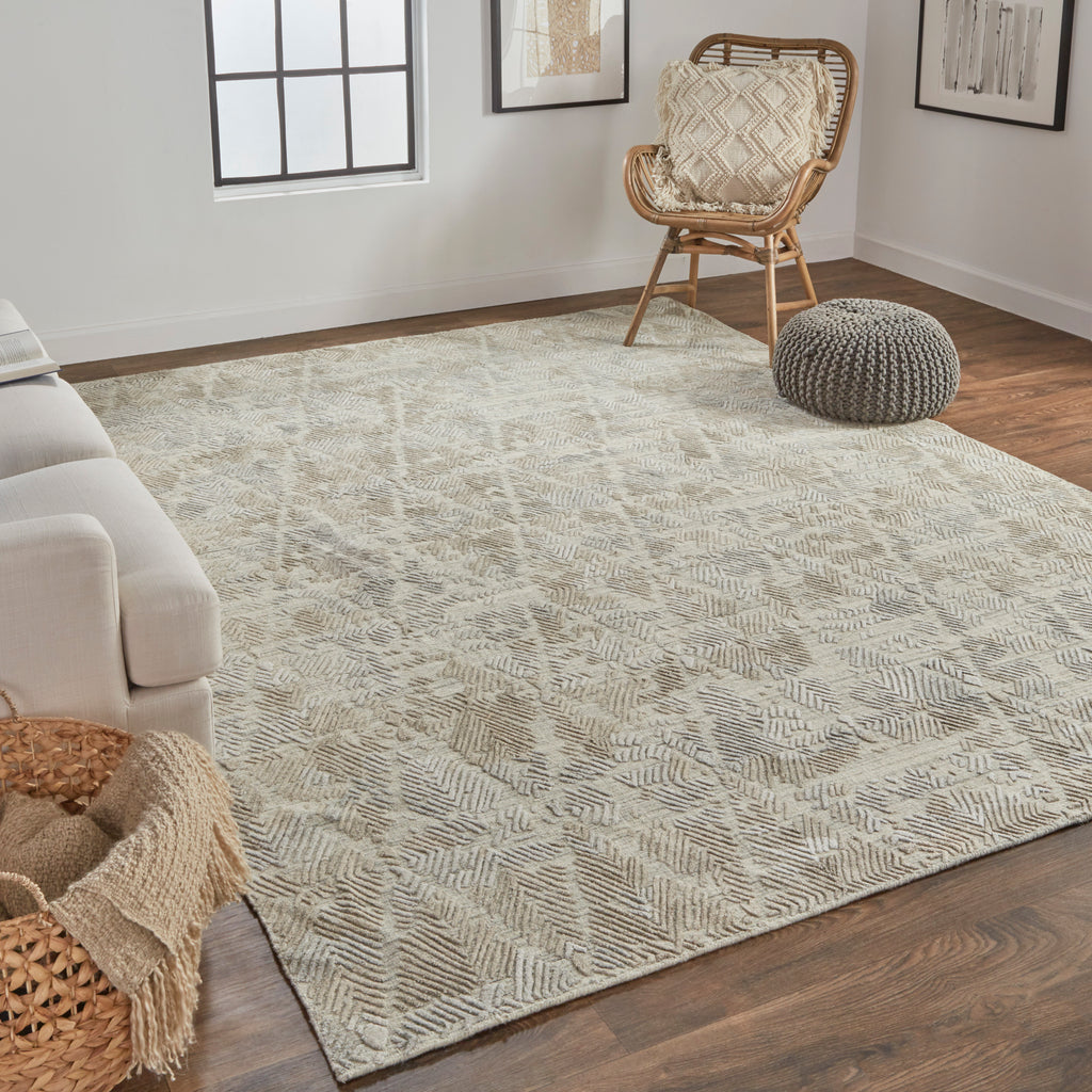 Elias Modern Abstract Gray Taupe Area Rug (8' x 10')