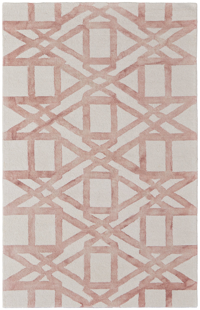 Lorrain Modern Geometric Ivory Pink Tan Area Rug (8' x 11')