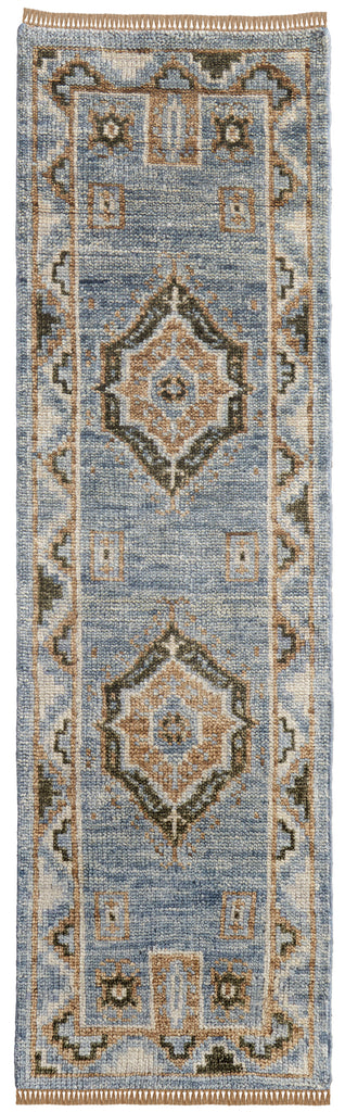 Fillmore Traditional Medallion Blue Green Area Rug (2'6" x 12')