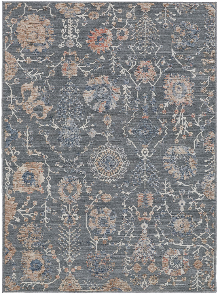 Thackery Transitional Floral Botanical Gray Ivory Tan Area Rug (1'8" x 2'8")