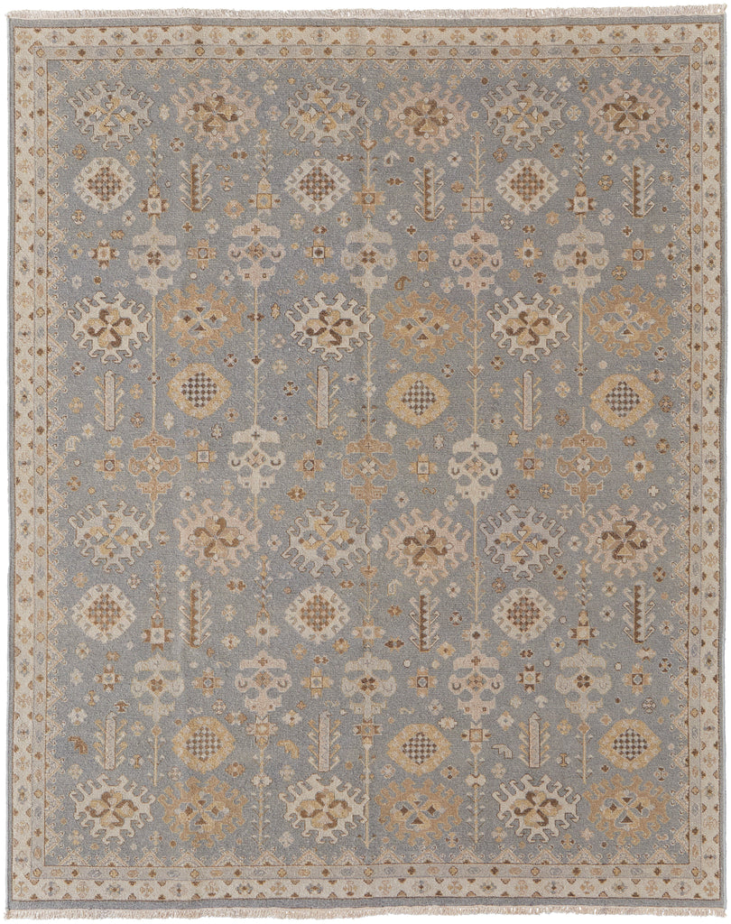 Corbitt Traditional Oriental Blue Gray Ivory Area Rug (11'6" x 15')