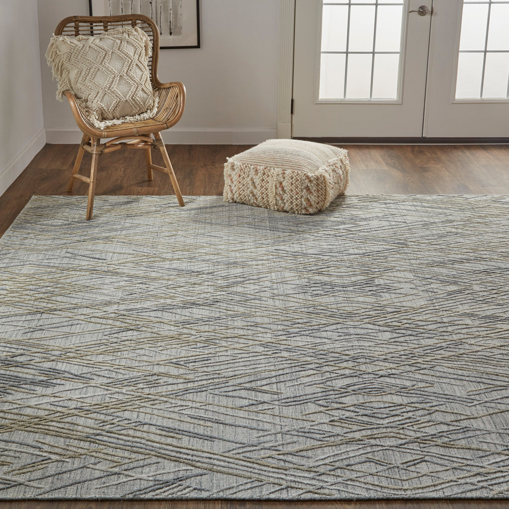 Elias Modern Abstract Gray Ivory Area Rug (8' x 10' / Pattern 1)