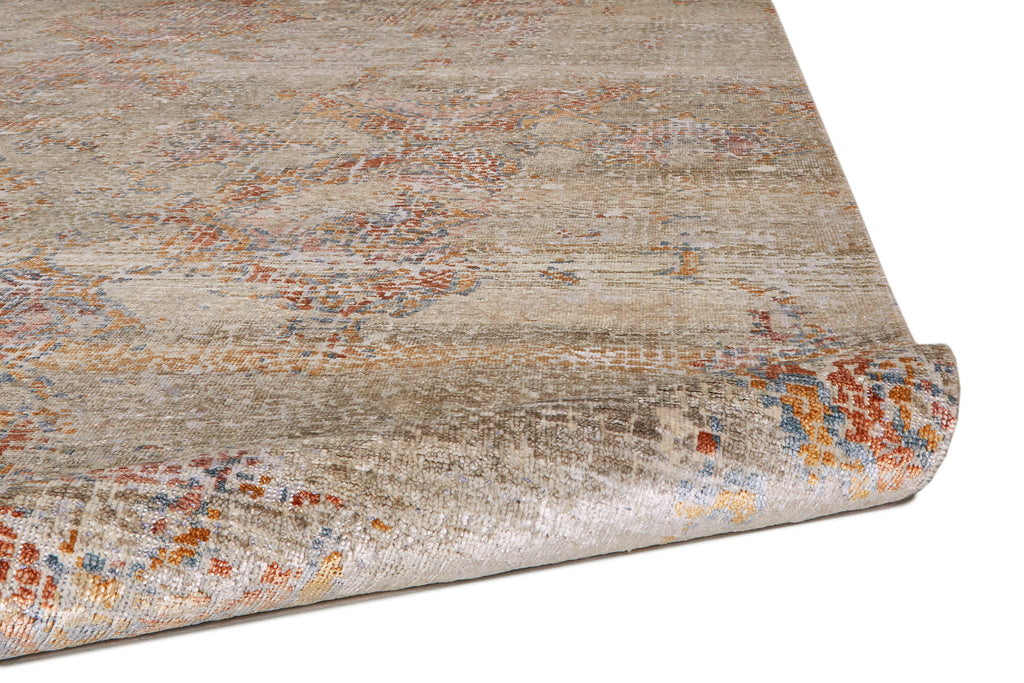 Eros Modern Distressed Ivory Orange Tan Area Rug (5'6" x 8'6")