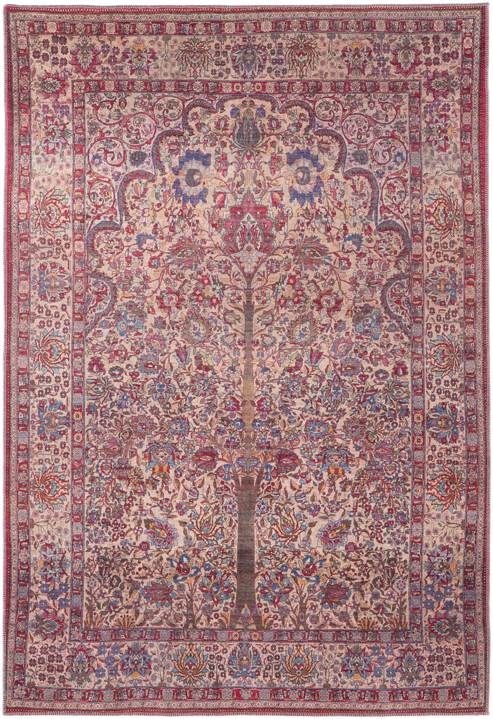 Rawlins Transitional Oriental Red Tan Pink Area Rug (2' x 3')