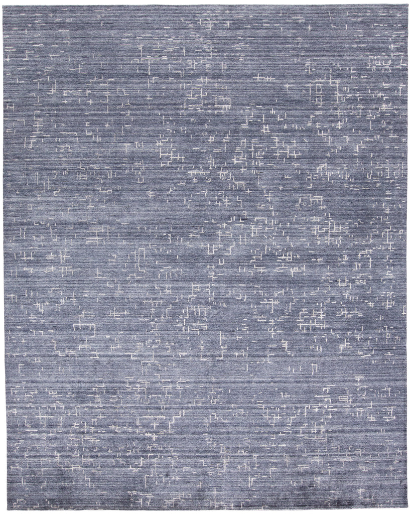 Lennox Modern Abstract Blue Ivory Area Rug (8' x 10')