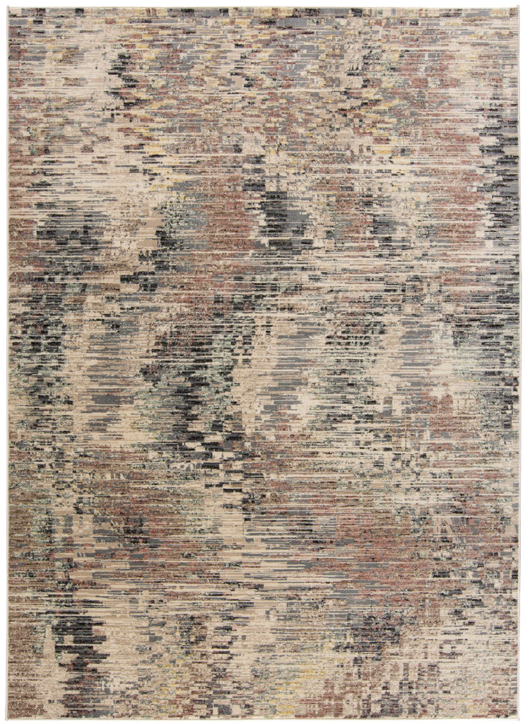 Grayson Transitional Abstract Gray Tan Red Area Rug (1'8" x 2'8")