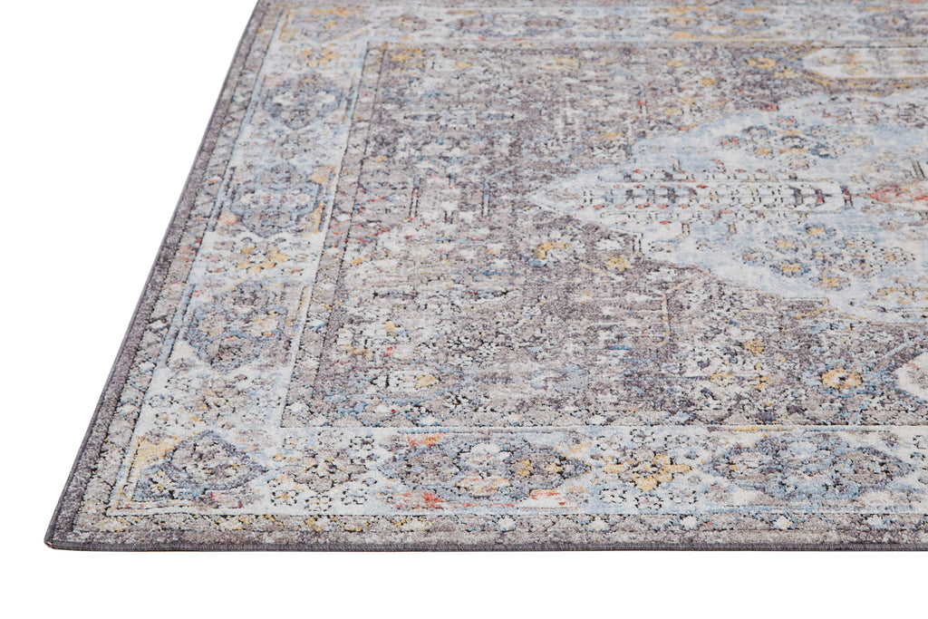 Armant Traditional Medallion Gray Blue Gold Area Rug (8' x 10')