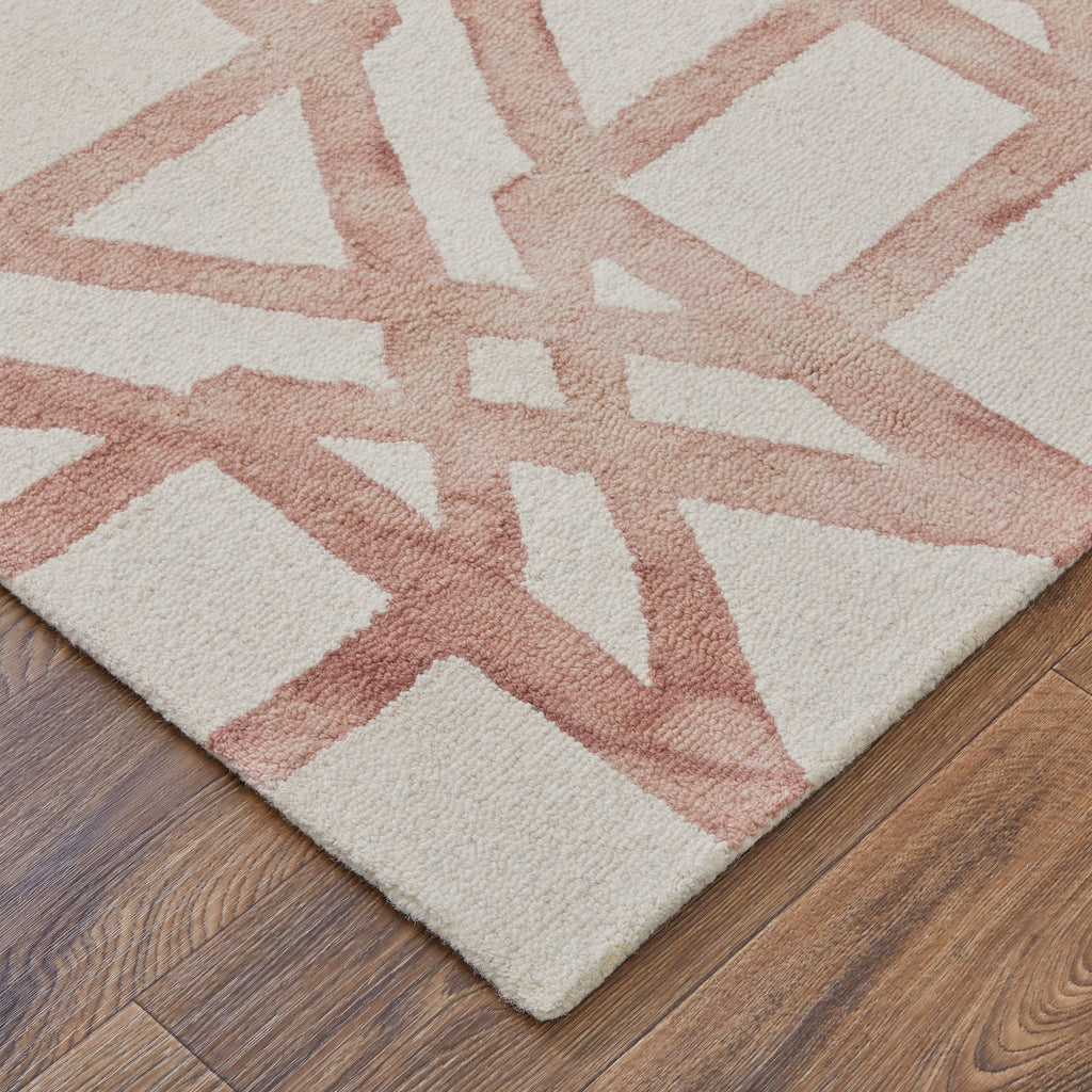 Lorrain Modern Geometric Ivory Pink Tan Area Rug (2' x 3')