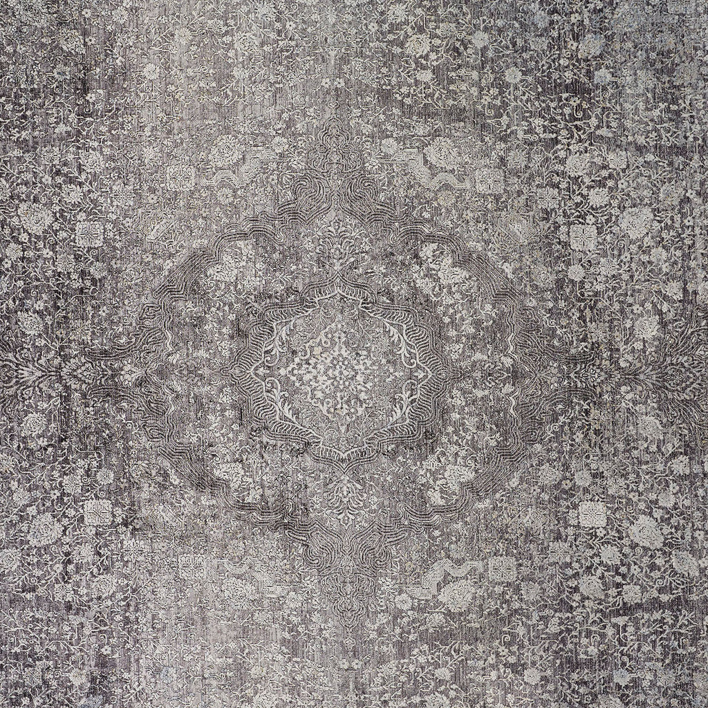 Sarrant Transitional Medallion Gray Silver Ivory Area Rug (2' x 3' / Pattern 2)