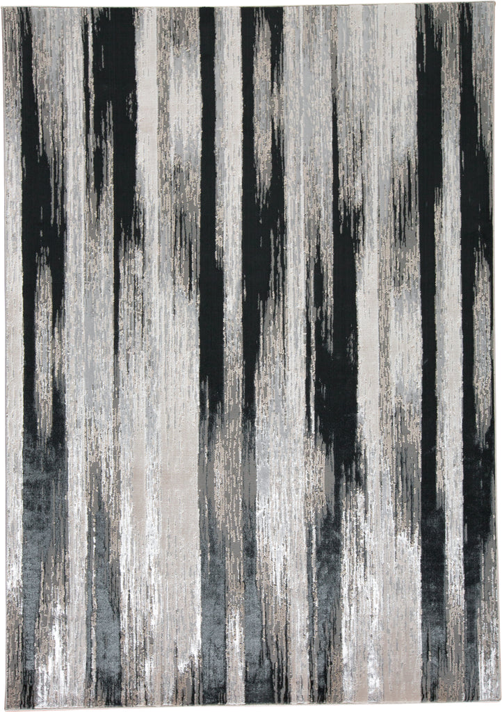 Micah Modern Abstract Black Silver Gray Area Rug (3'11" x 6')