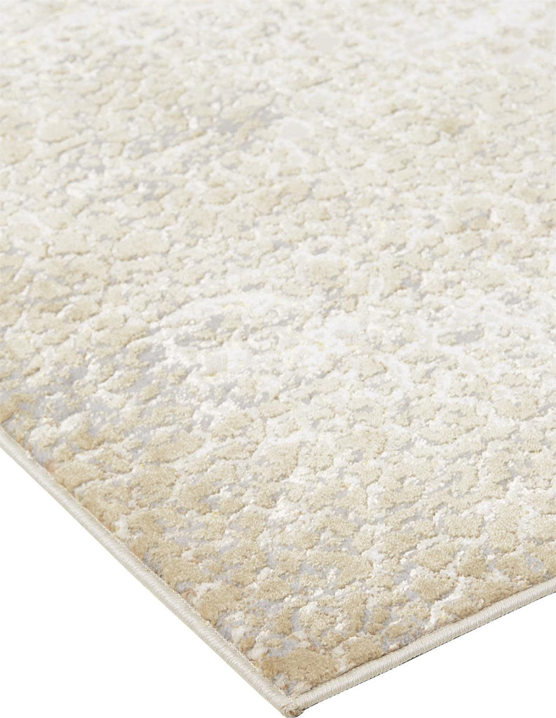 Aura Modern Abstract Ivory Gray Gold Area Rug (2'10" x 7'10")