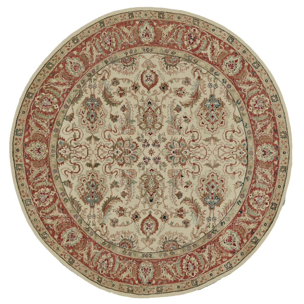 Faulkner Traditional Medallion Ivory Tan Red Area Rug (10' x 10')