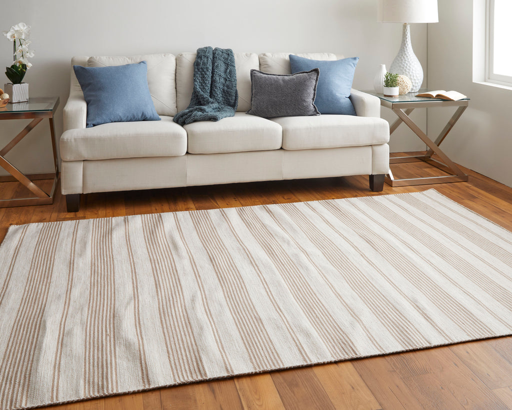 Duprine Transitional Stripes Ivory Taupe Area Rug (5' x 8')