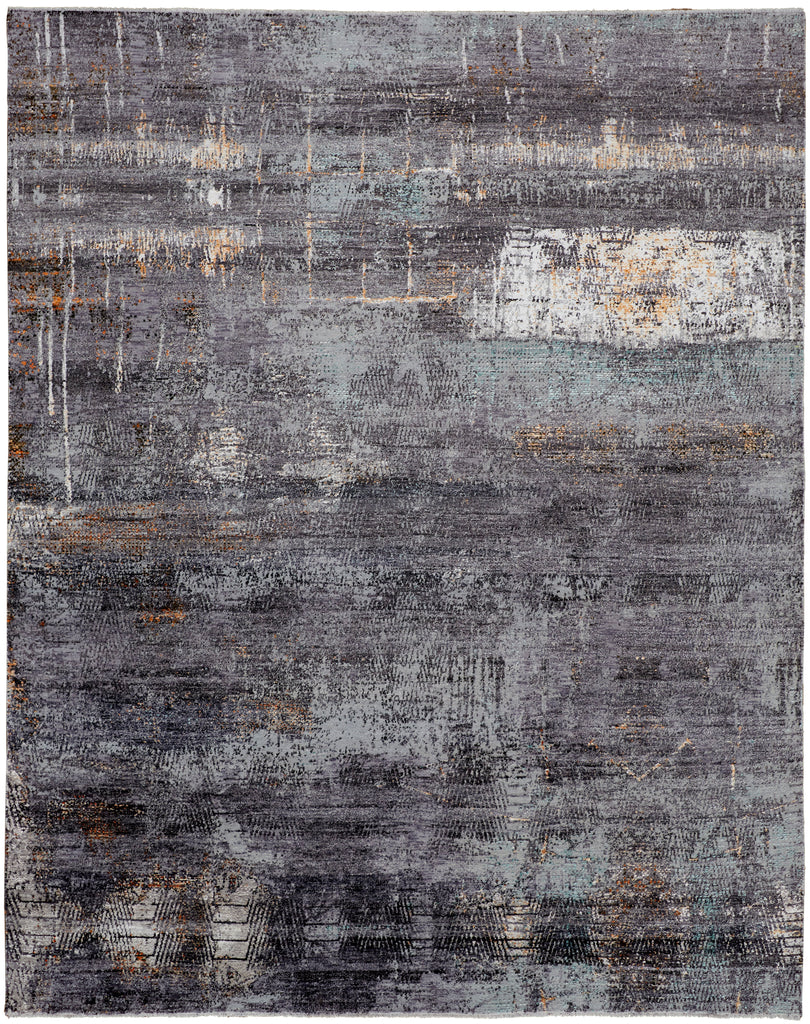 Edin Transitional Abstract Gray Green Taupe Area Rug (3' x 5')