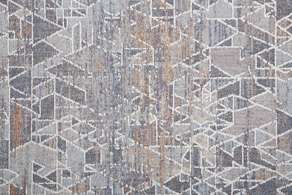 Francisco Transitional Abstract Gray Blue Orange Area Rug (1'8" x 2'10")