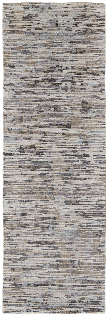 Conroe Modern Abstract Gray Blue Silver Area Rug (2'6" x 8')