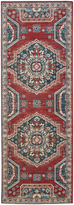 Nolan Transitional Medallion Red Gray Tan Area Rug (10' x 13'2")