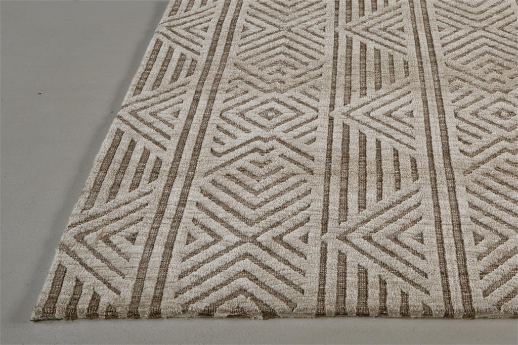 Colton Modern Geometric Tan Ivory Brown Area Rug (9'6" x 13'6")