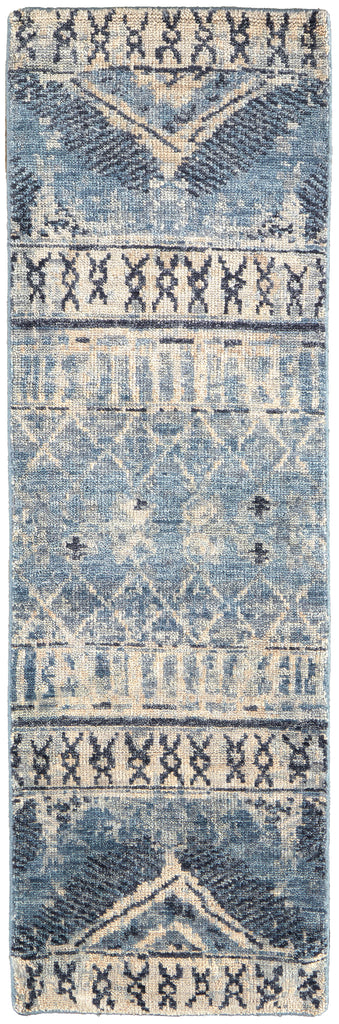 Palomar Transitional Trellis Lattice Blue Gray Ivory Area Rug (2'6" x 8')