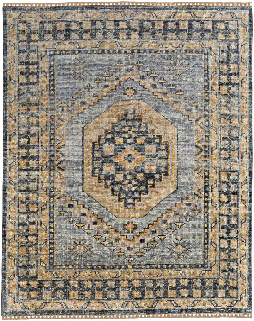 Fillmore Transitional Medallion Blue Gray Area Rug (5' x 8')