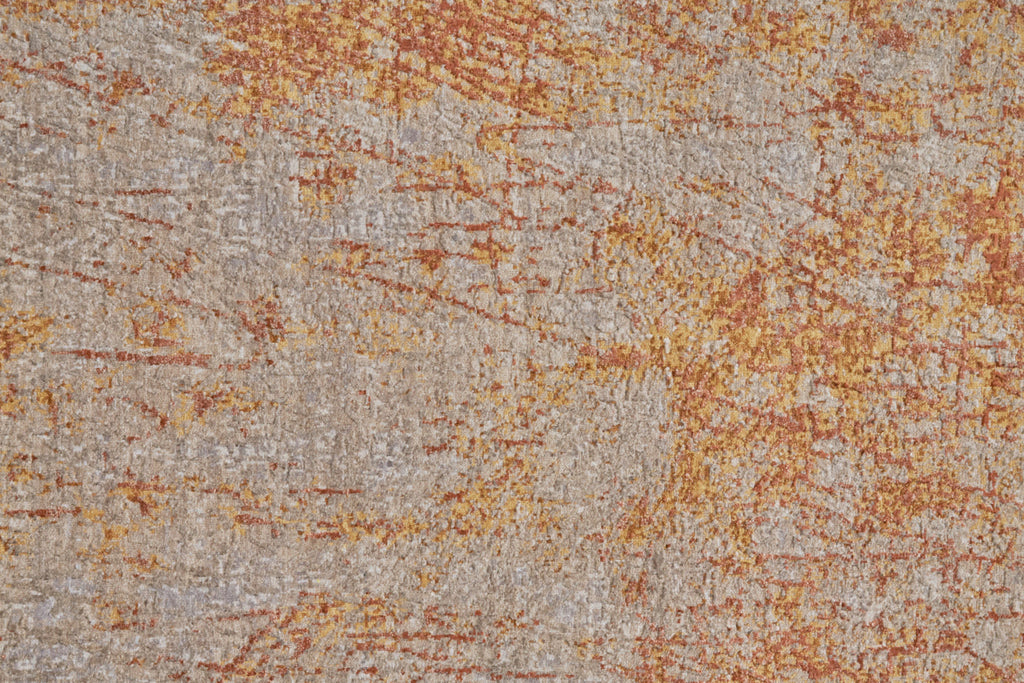 Hannah Modern Abstract Orange Gray Area Rug (9'6" x 13'6")