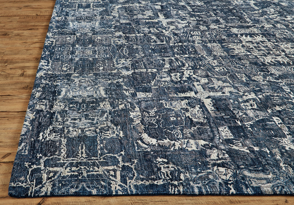 Adira Modern Abstract Blue Gray Ivory Area Rug (7'9" x 9'9")