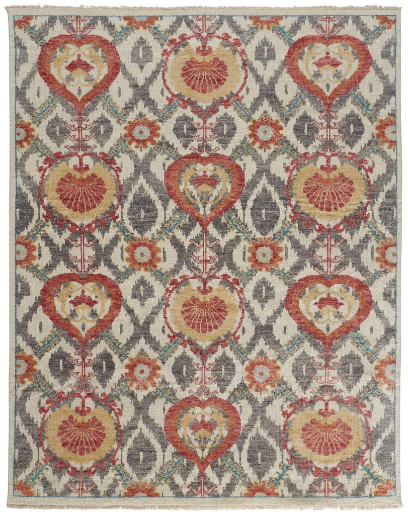 Beall Traditional Oriental Orange Gray Area Rug (11'6" x 15')