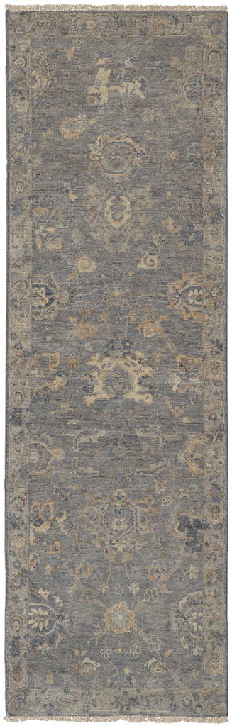 Marabel Transitional Oriental Blue Taupe Ivory Area Rug (2'6" x 8')