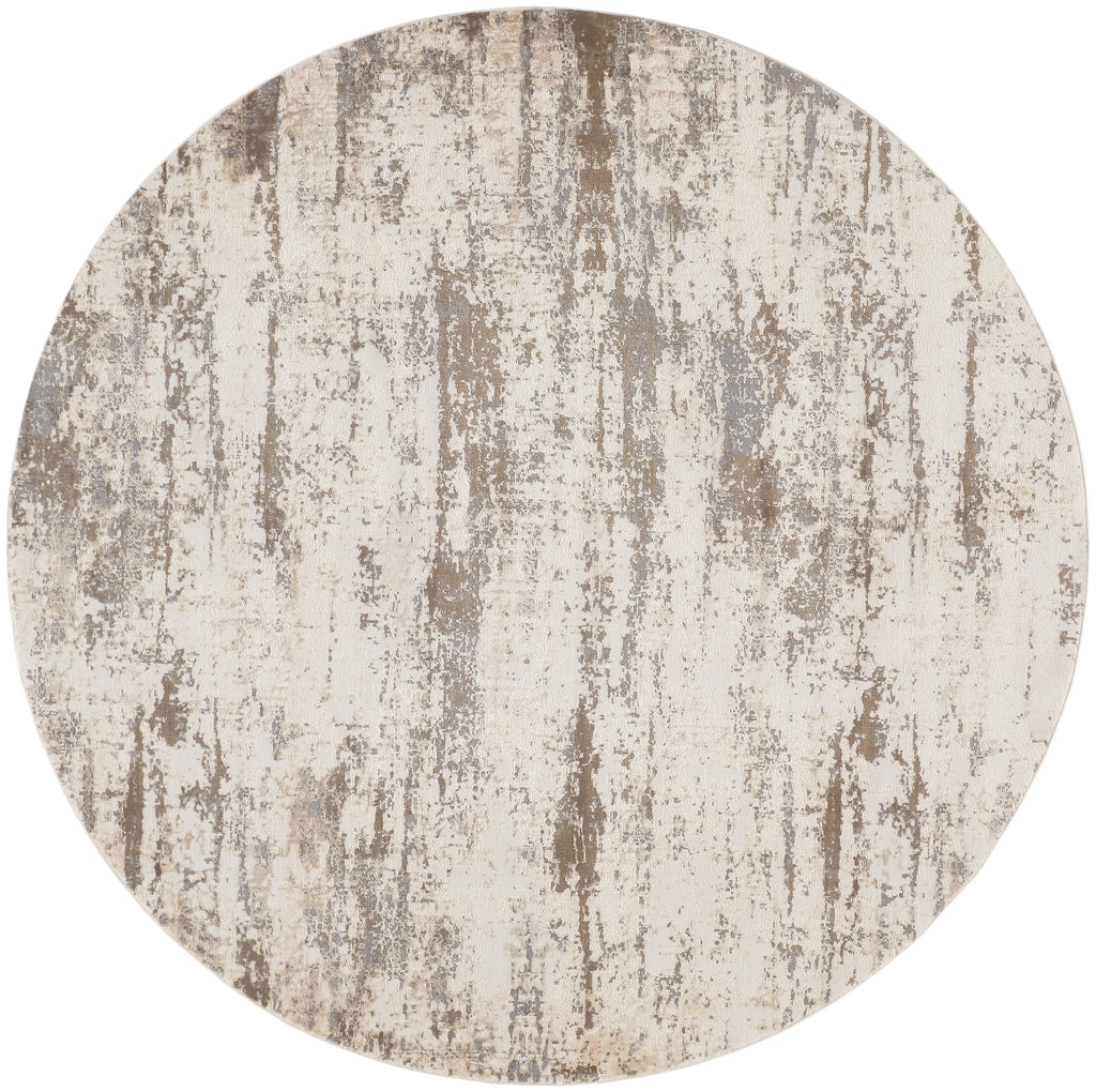 Parker Transitional Abstract Ivory Brown Area Rug (7'9" x 7'9")