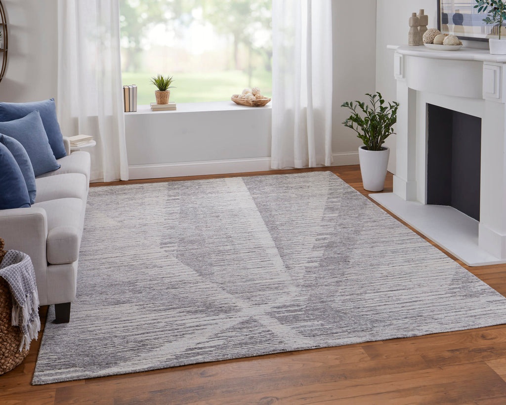 Brighton Modern Abstract Ivory Taupe Silver Area Rug (9'6" x 13'6")