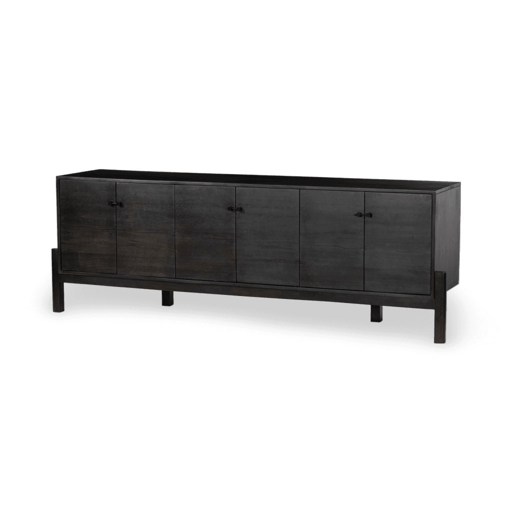 Reza Media Console-Worn Black Parawood by Four Hands