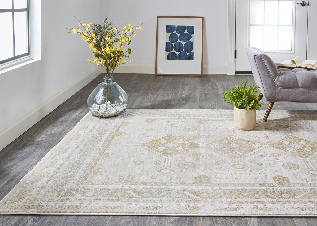 Aura Modern Persian Gold Ivory Area Rug (5' x 8')