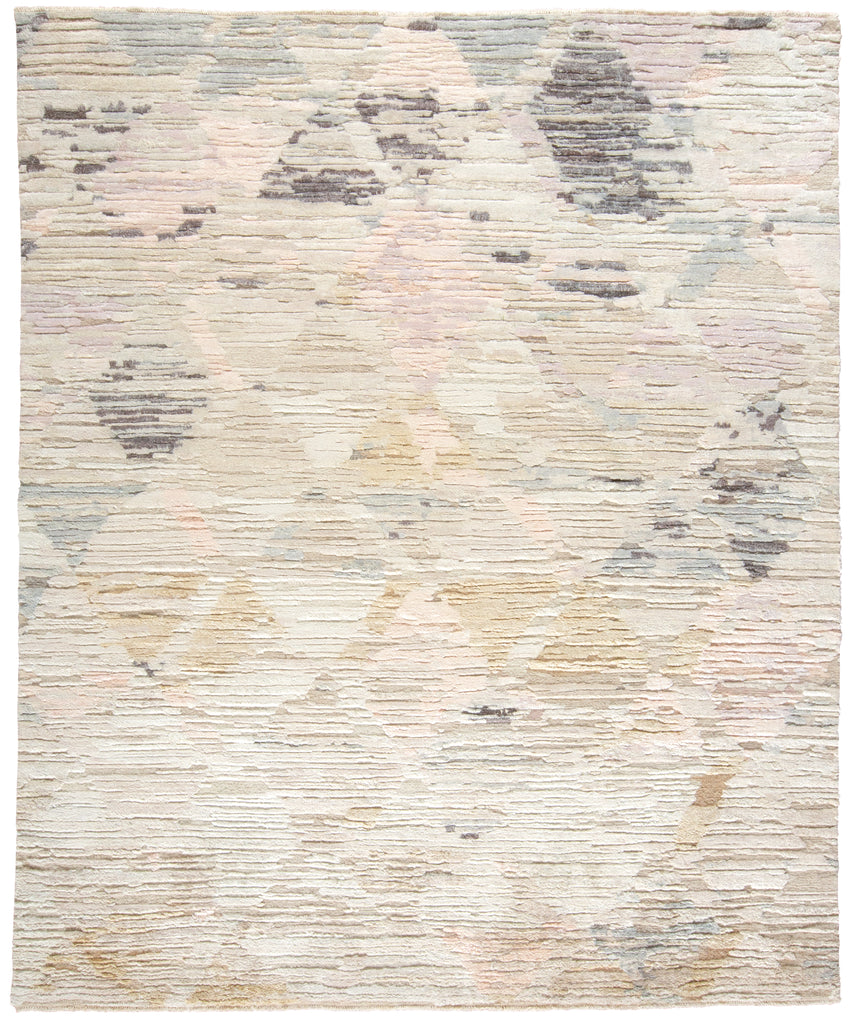 Breel Modern Diamond Tan Ivory Pink Area Rug (9'6" x 13'6")