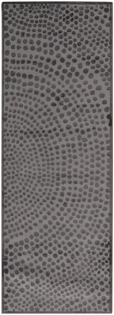 Gaspar Modern Polka Dots Gray Silver Ivory Area Rug (2'10" x 8')