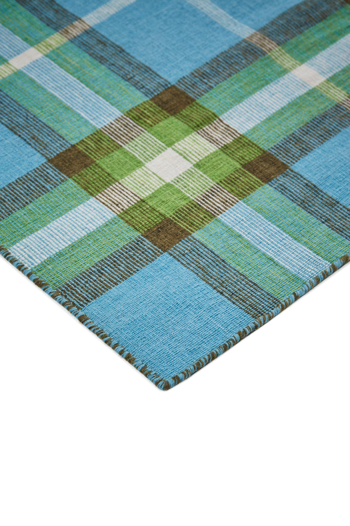 Crosby Transitional Plaid Blue Green Black Area Rug (8' x 10')