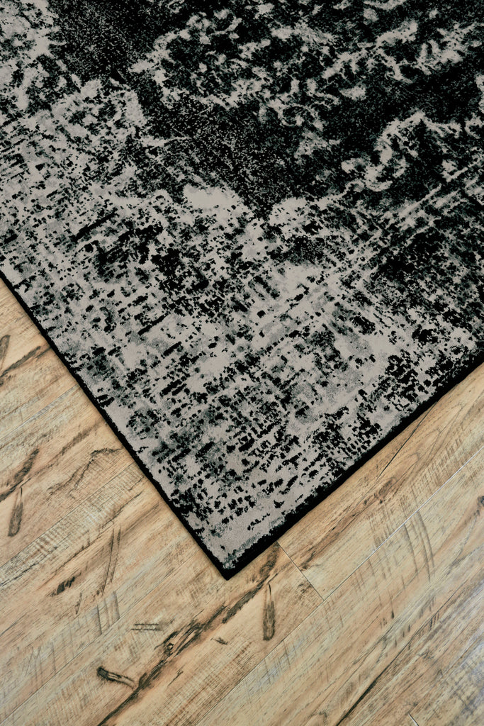 Azeri Transitional Abstract Black Taupe Gray Area Rug (1'8" x 2'10")